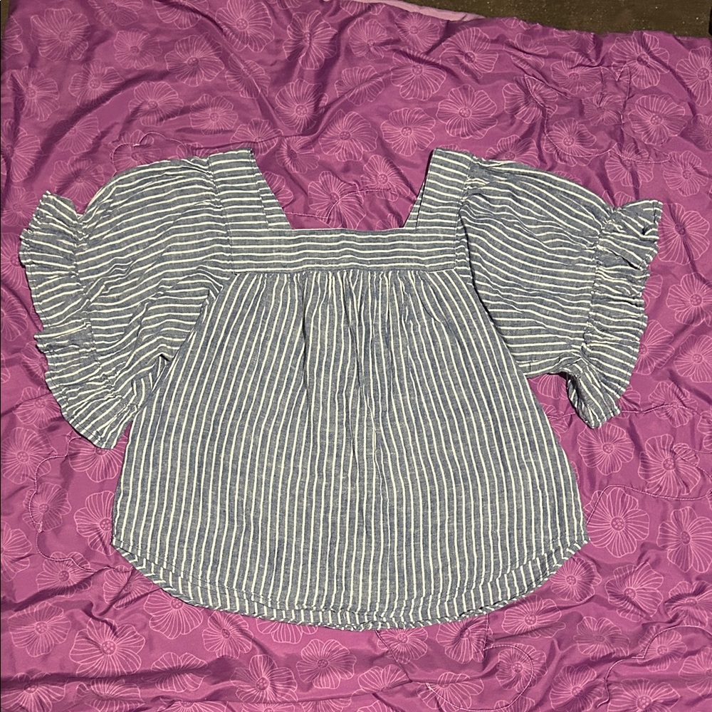 Beachlunchlounge Navy and White Striped Top